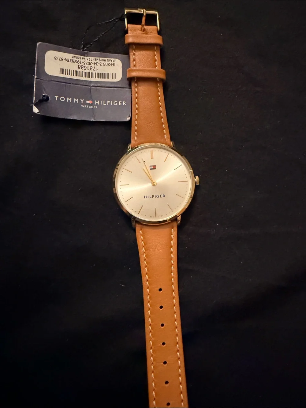 Tommy Hilfiger Men's Gold Case Brown Leather Strap Watch